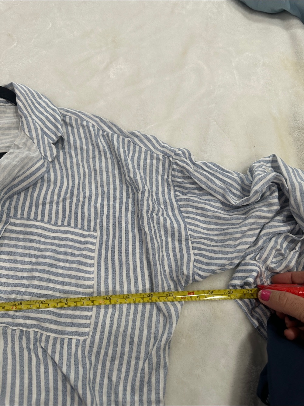 Eden & Olivia women’s Light Blue Striped Button-Up Shirt Jacket ⚽️ - Picture 7 of 7